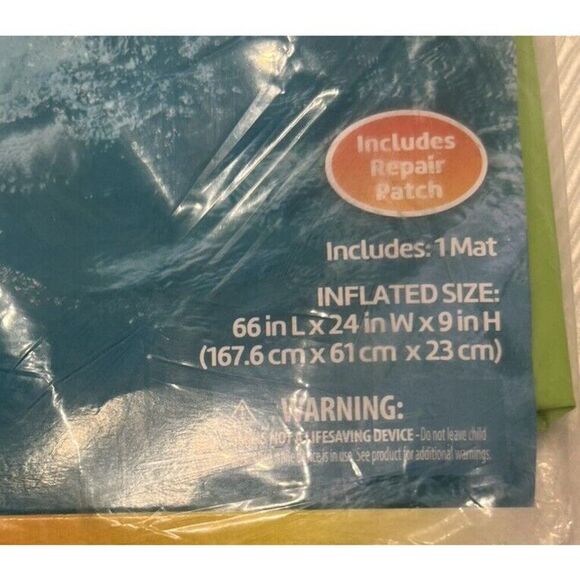 Play Day Inflatable Pool Mattress Repair Patch 66 in X 24 in Vintage NISP - Picture 3 of 3